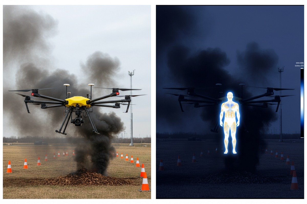 Technical specifications for drone thermal sensors to penetrate dense smoke effectively during firefighting (ID#3)