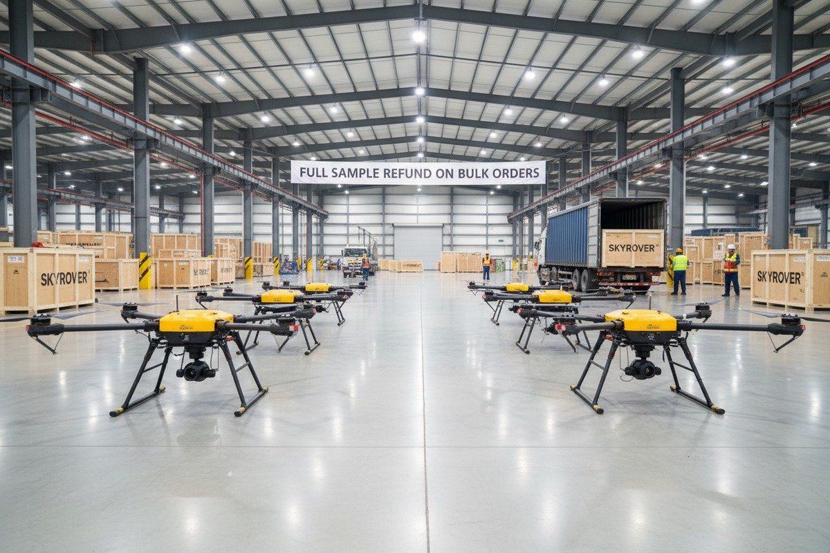 Standard order volume thresholds for qualifying for firefighting drone sample fee refunds (ID#3)