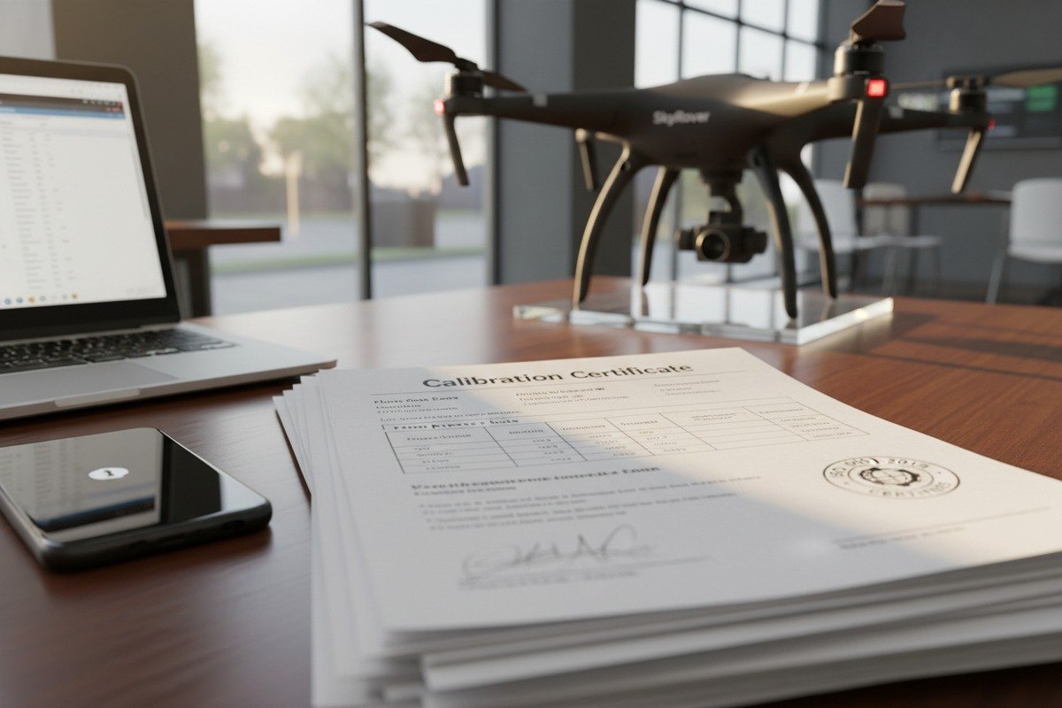 Supplier documentation including calibration certificates and ISO compliance for agricultural drone flow meter accuracy (ID#3)
