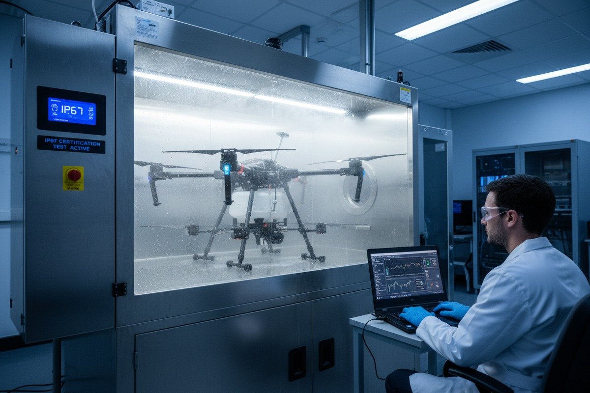 Verifying Coating Durability Verifying drone coating durability through salt spray tests and IP rating certificates for pesticides (ID#3)