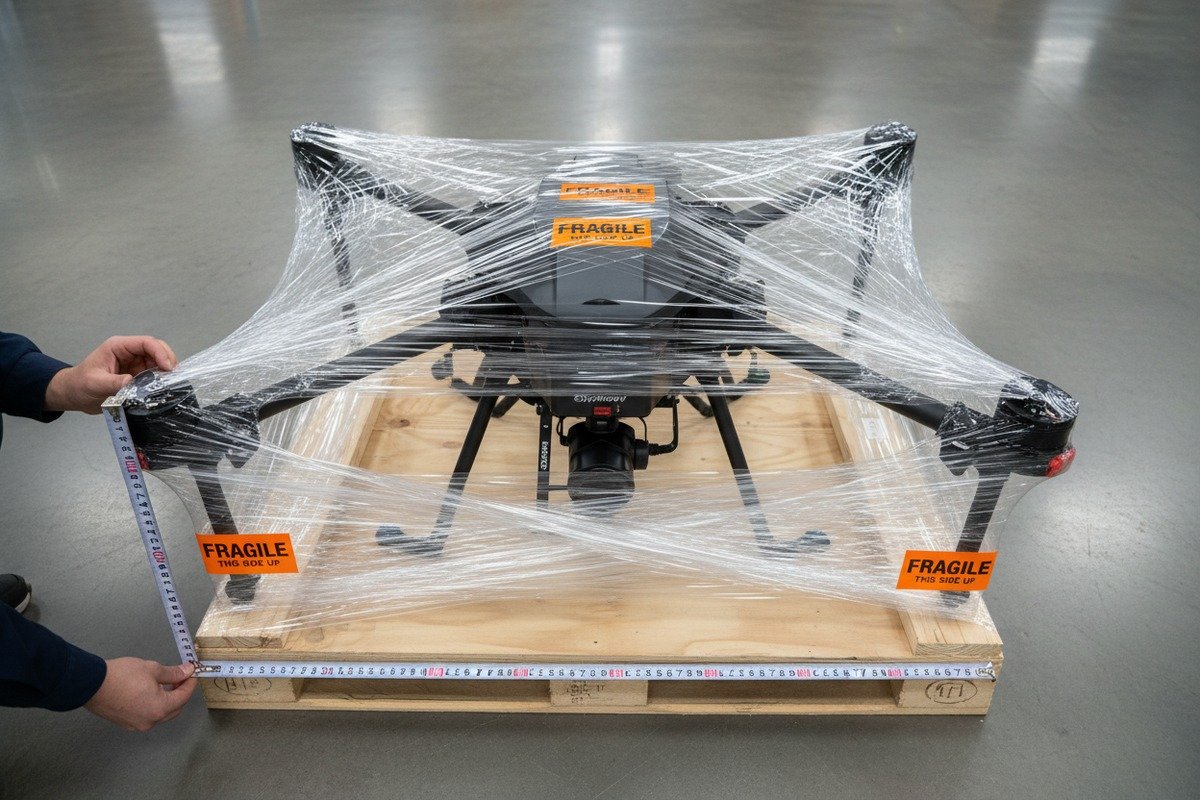 Pre-shipment inspection report with photos and safety checks for palletized drone shipments (ID#4)