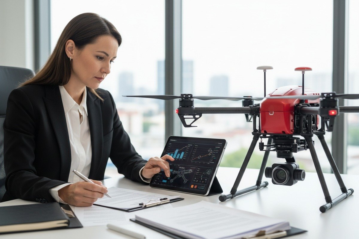 Professional firefighting drone used for resolving quality disputes with industrial suppliers (ID#1)