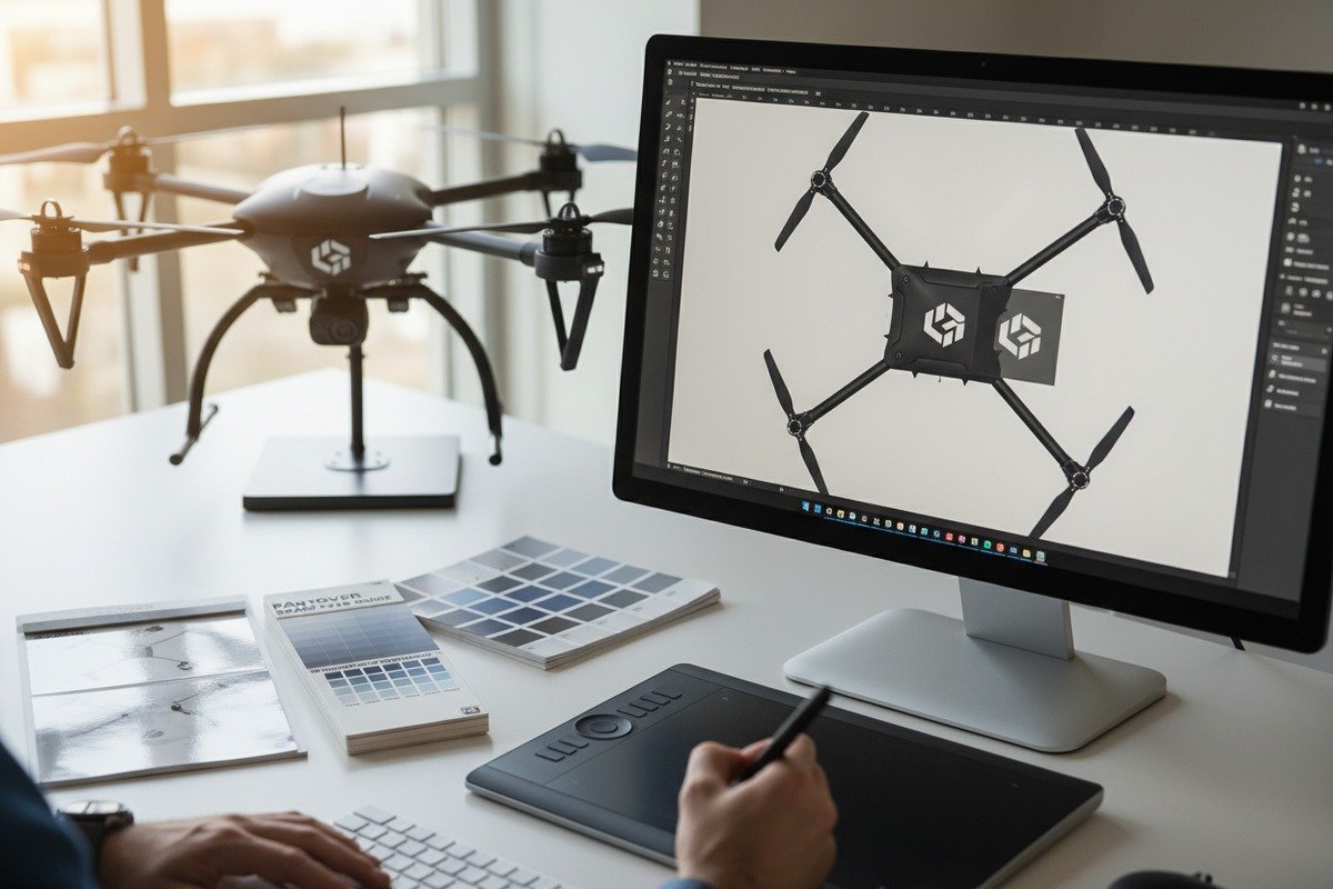 Vector design files and Pantone color codes for accurate drone brand logo application (ID#3)