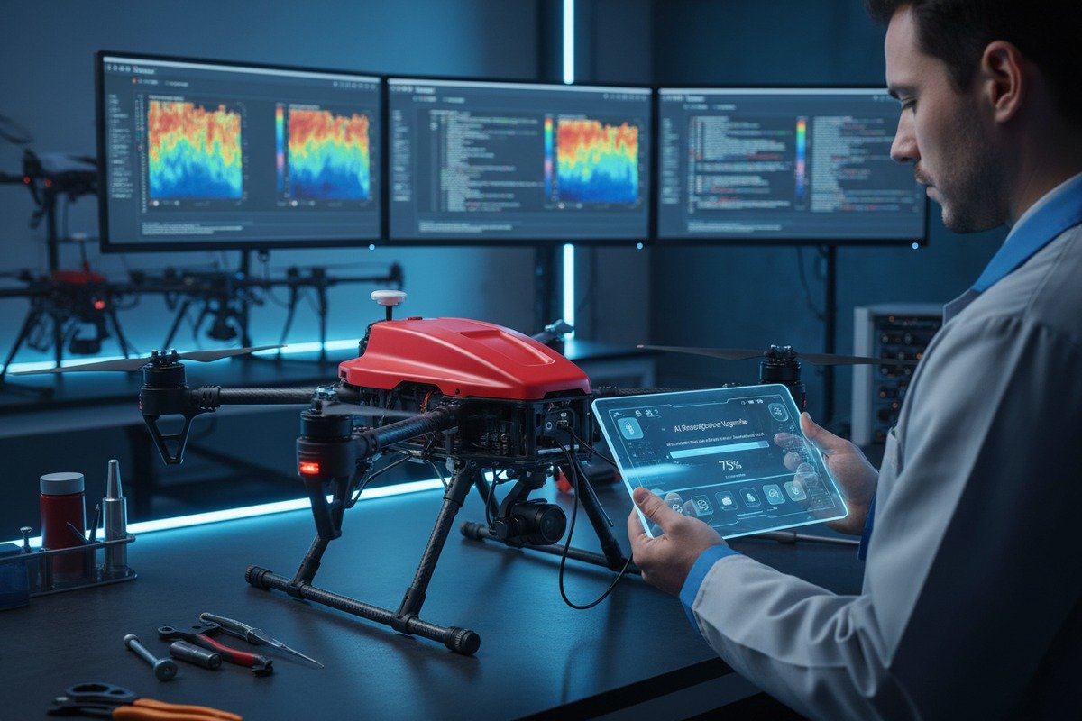 Firefighting drone equipped with advanced AI recognition technology for future software upgrades (ID#1)