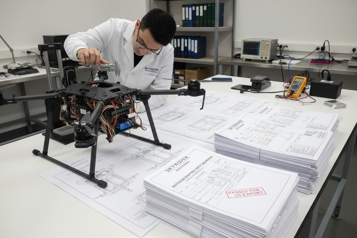 Engineering documentation and technical specifications for agricultural drones meeting DOT safety standards (ID#3)