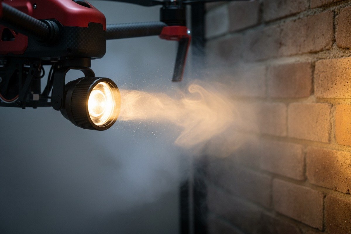 Customizable drone searchlight beam angles and intensity levels for local safety standards (ID#5)