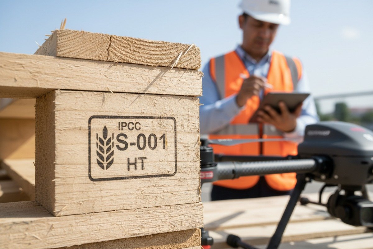 Inspección de cajas de madera para sellos IPPC y códigos de tratamiento en embalajes de drones agrícolas (ID#2)