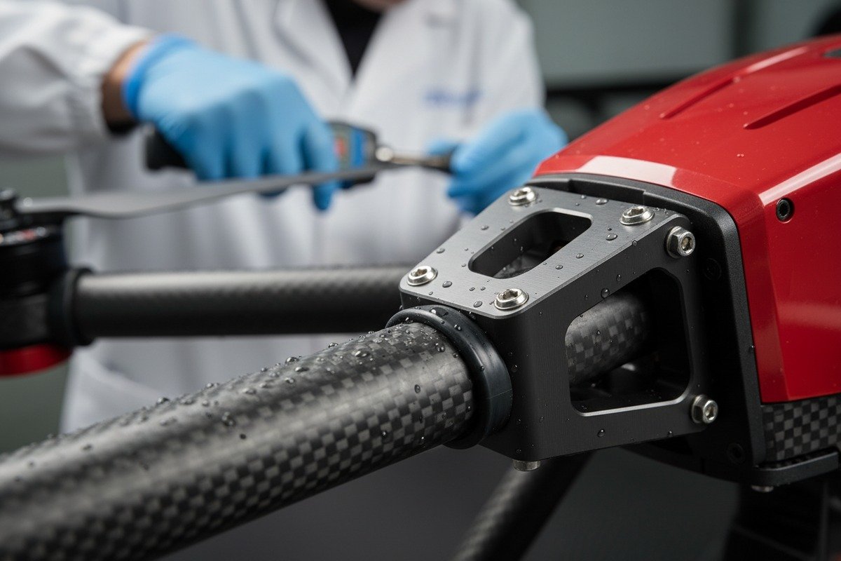 Industrial drone build quality featuring magnesium-aluminum frame and IP55 water resistance (ID#2)