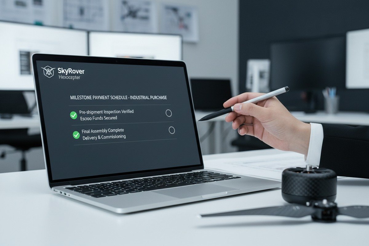 Secure payment protection using escrow and milestone terms for high-value agricultural drones (ID#2)