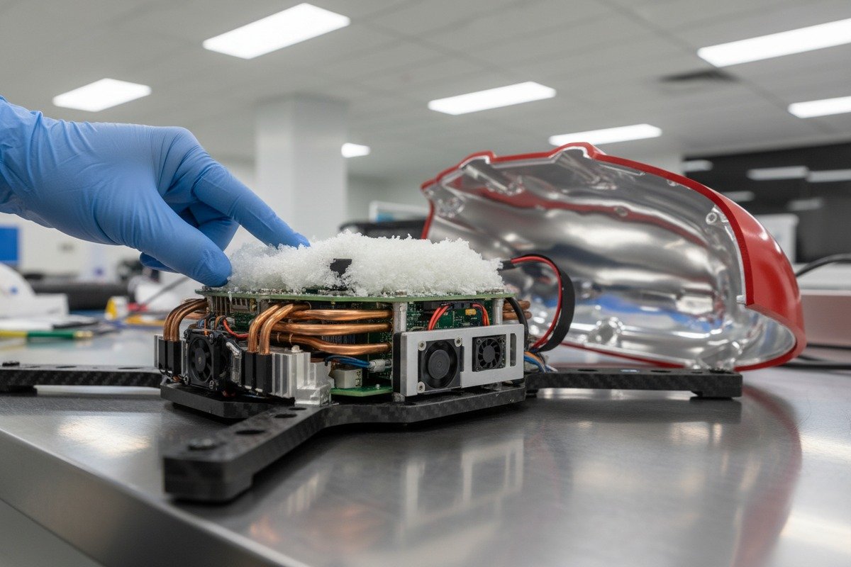 Battery management system monitoring cell temperatures to maintain flight performance in extreme heat (ID#4)