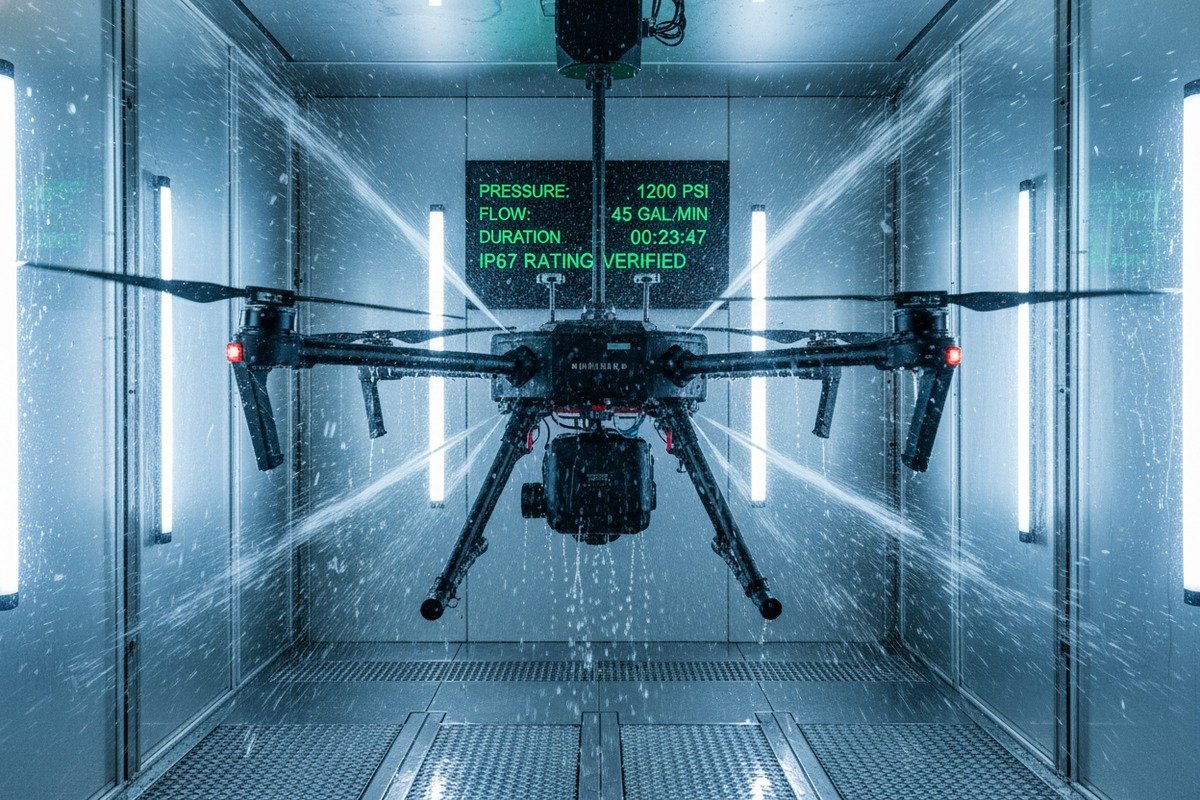 Drone Durability Standards Durability and weather resistance standards including IP67 waterproofing for agricultural drones (ID#4)