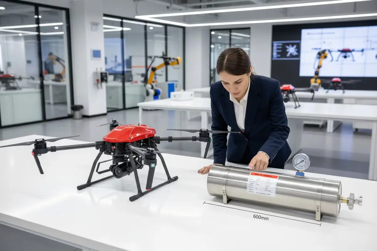 What Technical Details Are Required for Dry Powder Fire Canisters on Firefighting Drones?
