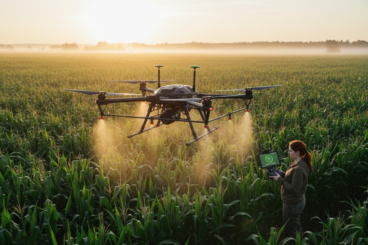 Dual IMU and compass redundancy providing automatic backup navigation for agricultural drone fleet safety (ID#2)