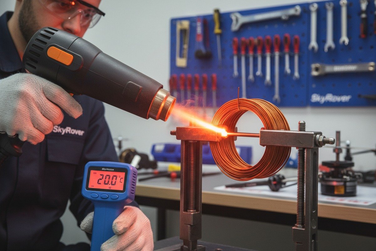 Testing drone motor enameled wire using mandrel wrap and heat gun verification methods (ID#2)