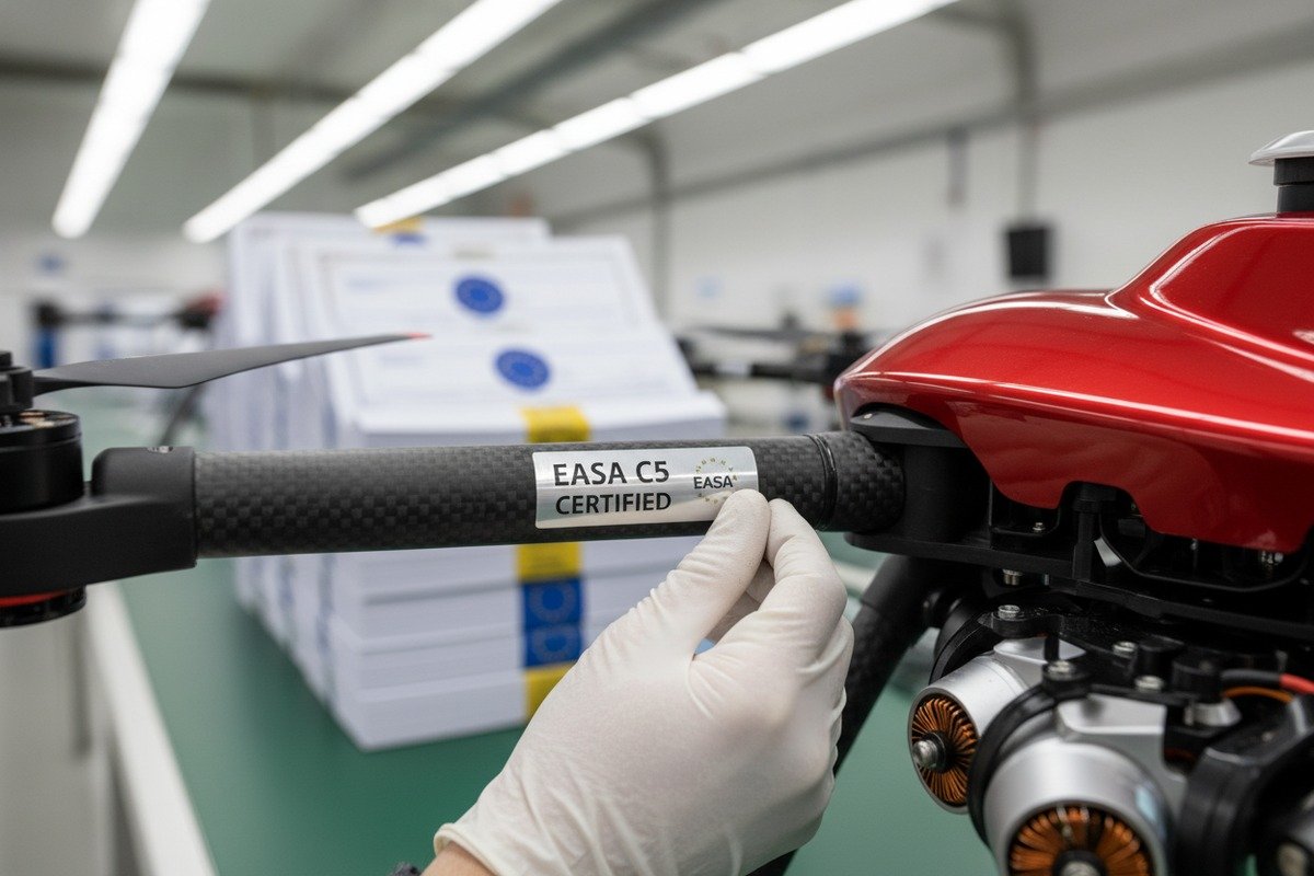 EASA certifications and EU compliance markings for firefighting drone airspace security (ID#3)