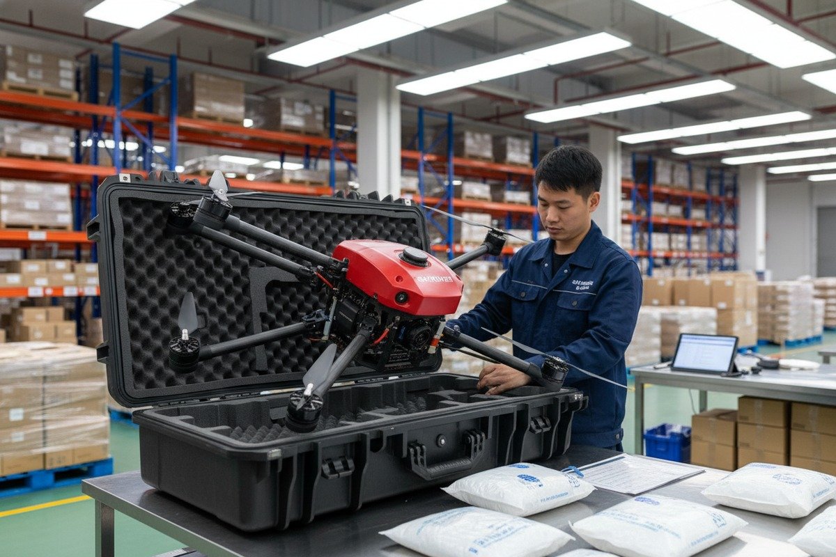 Protecting firefighting drones from moisture and shock during sea freight from China (ID#1)