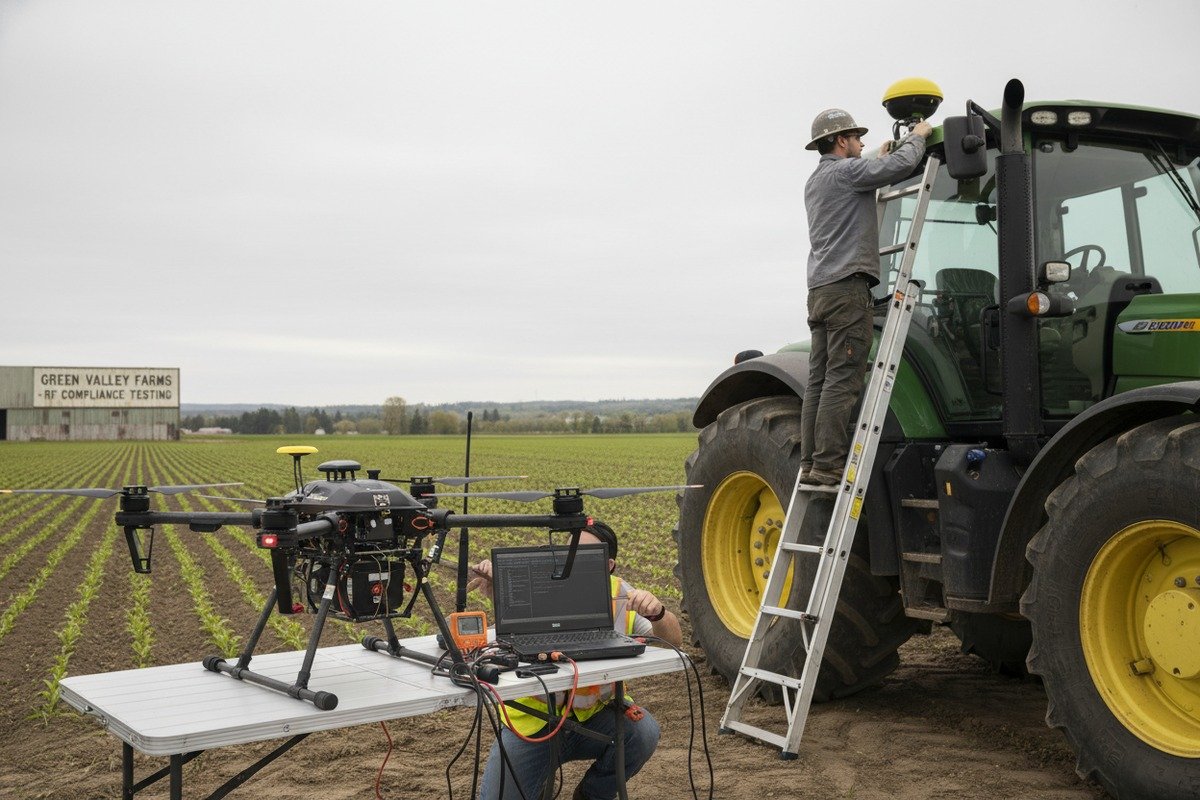 Ensuring drone obstacle avoidance sensor stability near high-frequency electronic farm equipment (ID#5)