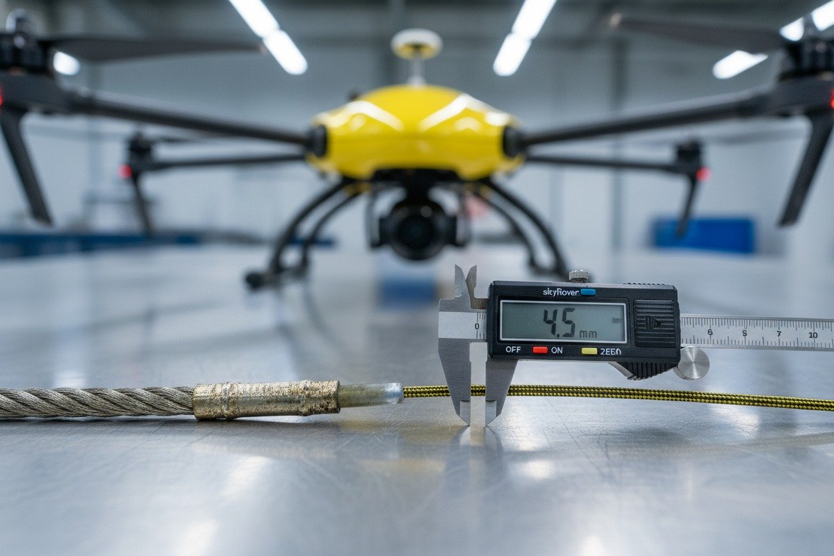 Advanced synthetic aramid fibers providing high strength-to-weight ratios for drone tether cables (ID#2)