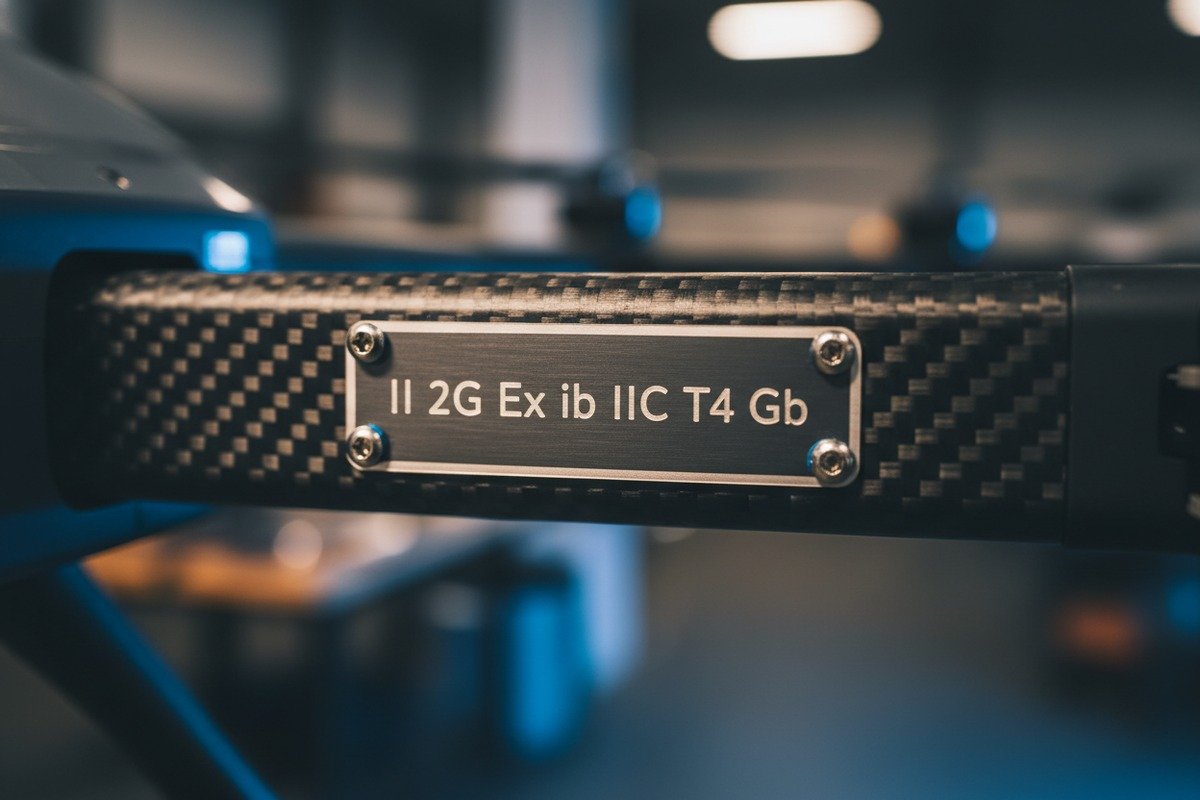 Identifying specific ATEX explosion-proof markings like II 2G Ex ib IIC T4 Gb on drones (ID#3)