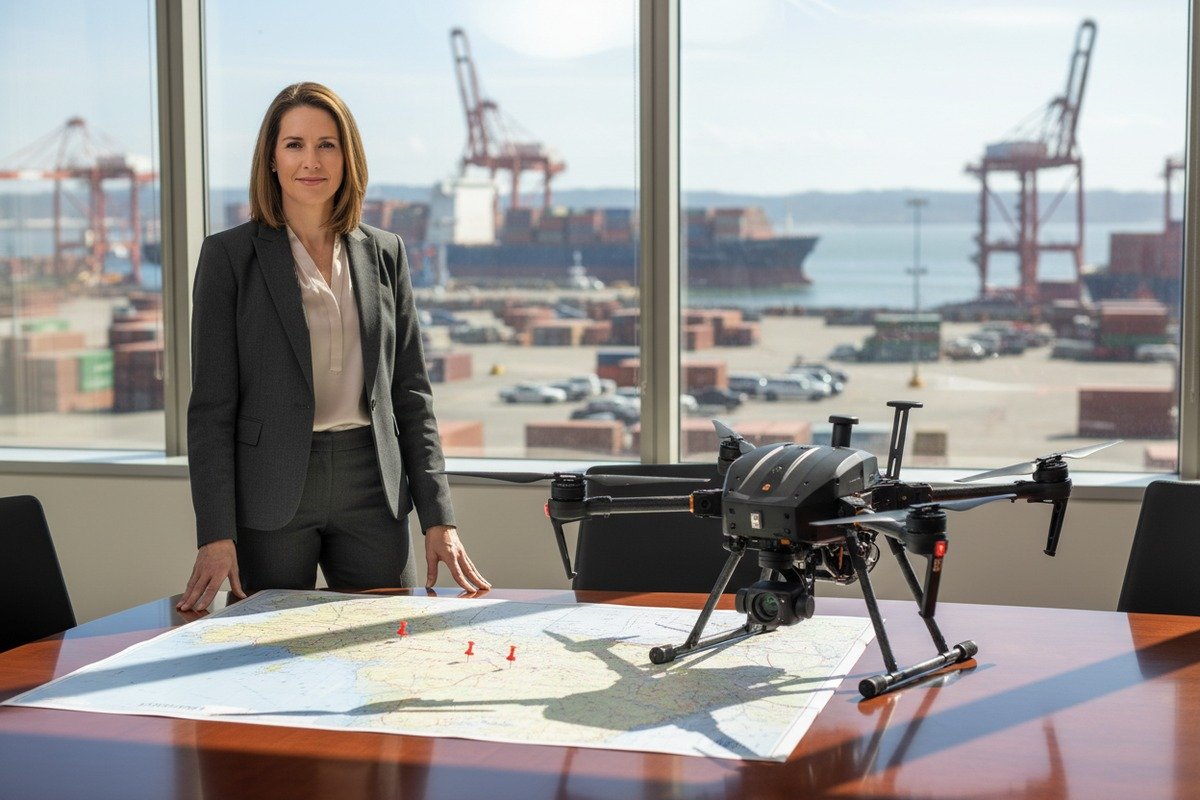 West Coast ports like Los Angeles and Seattle for shipping agricultural drones to farming regions (ID#2)