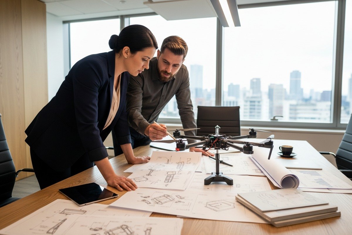 Technical details in drone breakdown diagrams including torque specifications and motor assembly sequences (ID#5)