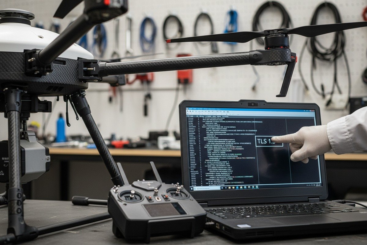 Verifying data encryption using TLS and AES-256 during high-speed drone cloud uploads (ID#2)