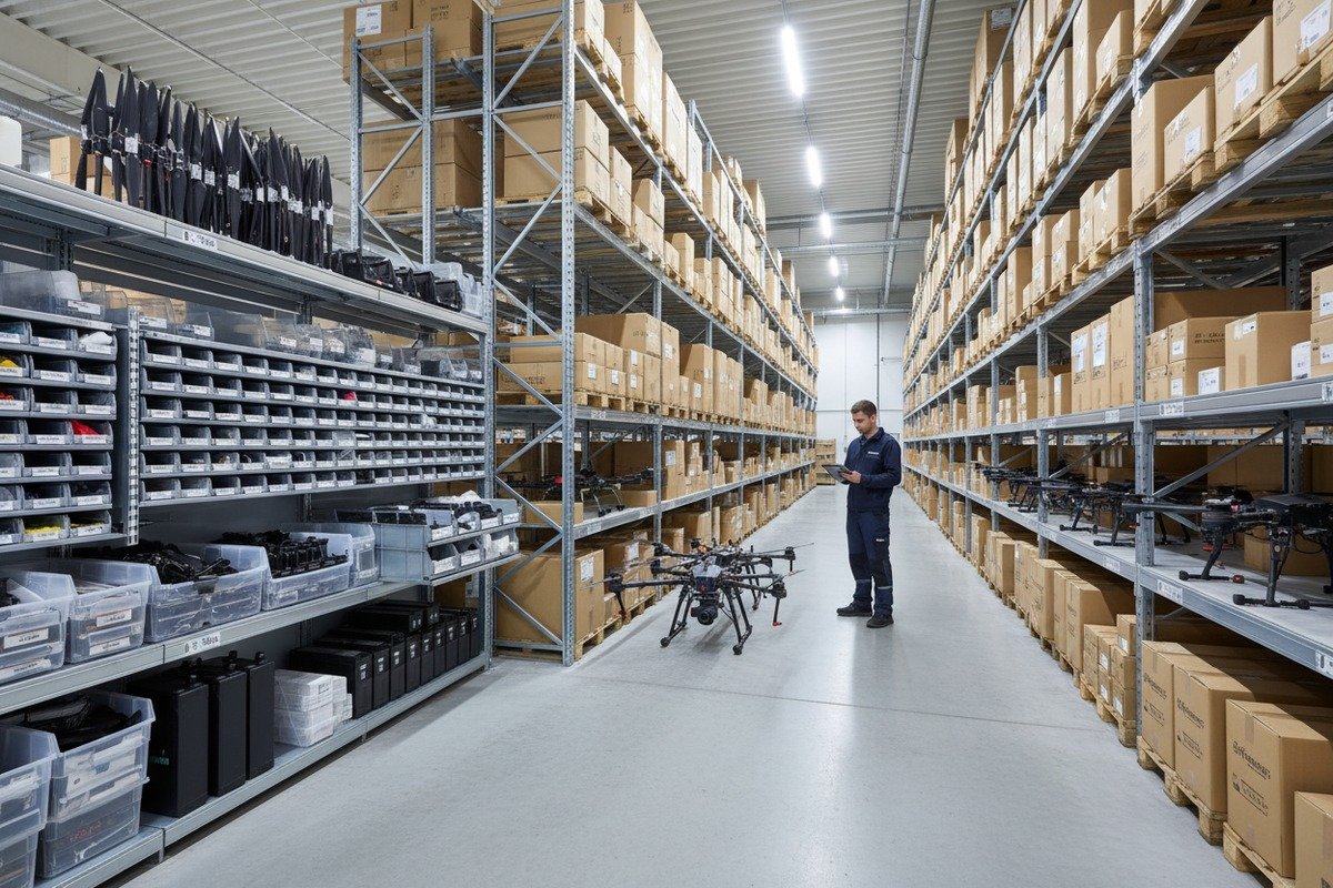 Drone Inventory Management Strategies Three-tier inventory strategy with regional buffer warehouses for stable agricultural drone supply during delays (ID#3)