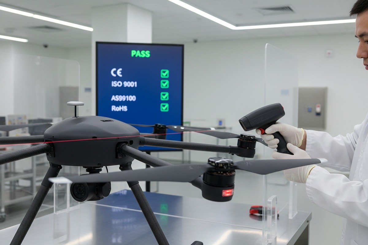 Drone Quality Control Standards Quality control standards and ISO certifications for durable agricultural drones in large-scale farming (ID#4)