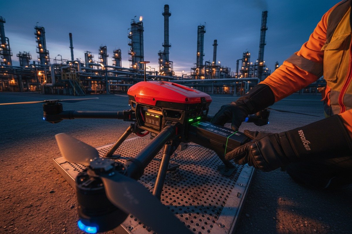 Firefighting drone with high payload capacity and hot-swappable batteries for extended missions (ID#2)