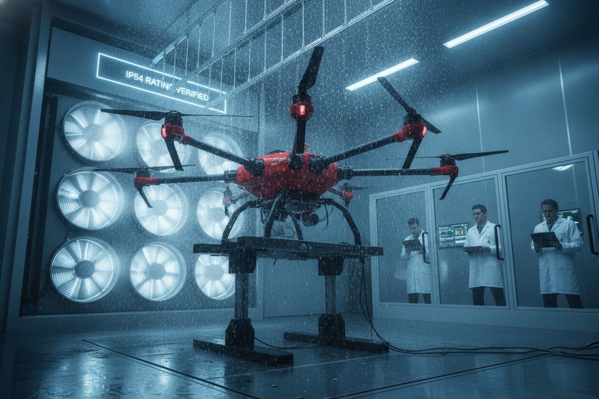 Drohnen-Haltbarkeitsstandards Firefighting drones meeting durability standards, IP ratings, and NFPA 2400 guidelines for US departments (ID#2)